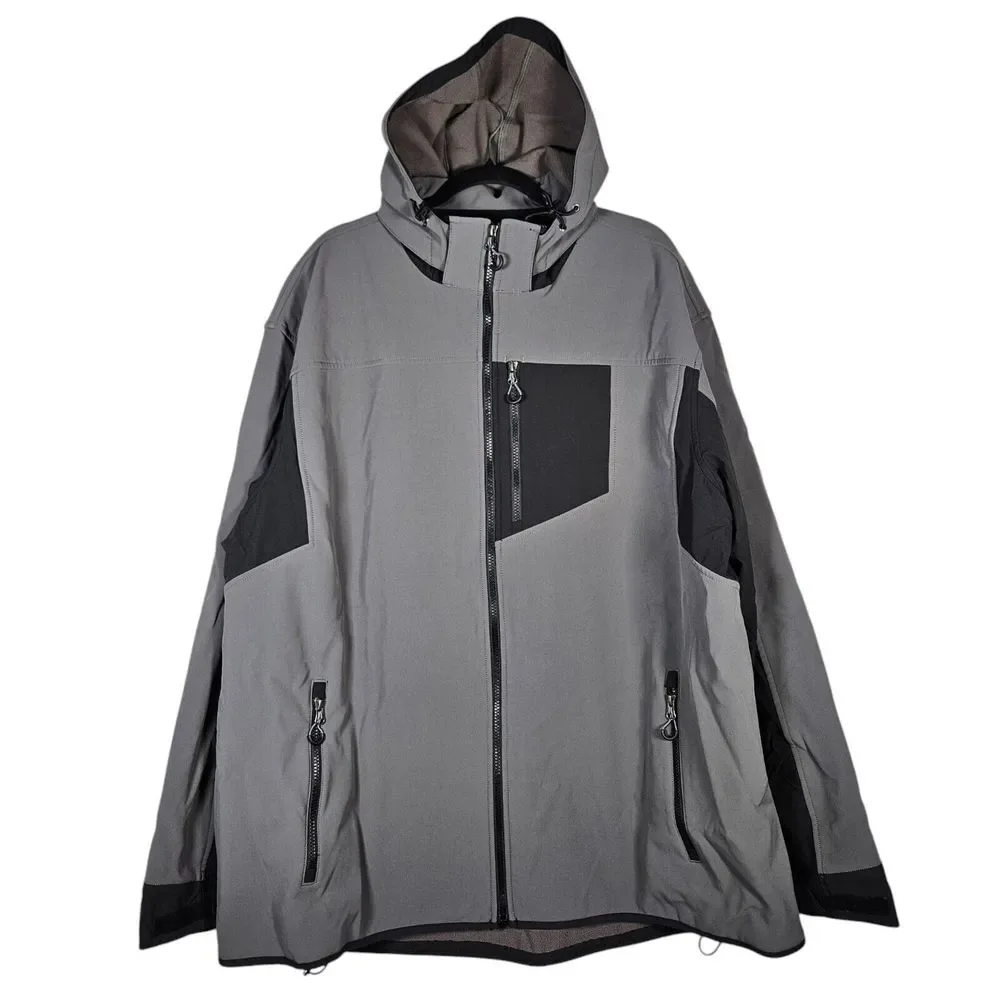 Duluth Trading Jacket Men 2XL Tall Grey Hills Windfront Hooded Fleece Lined Gorp